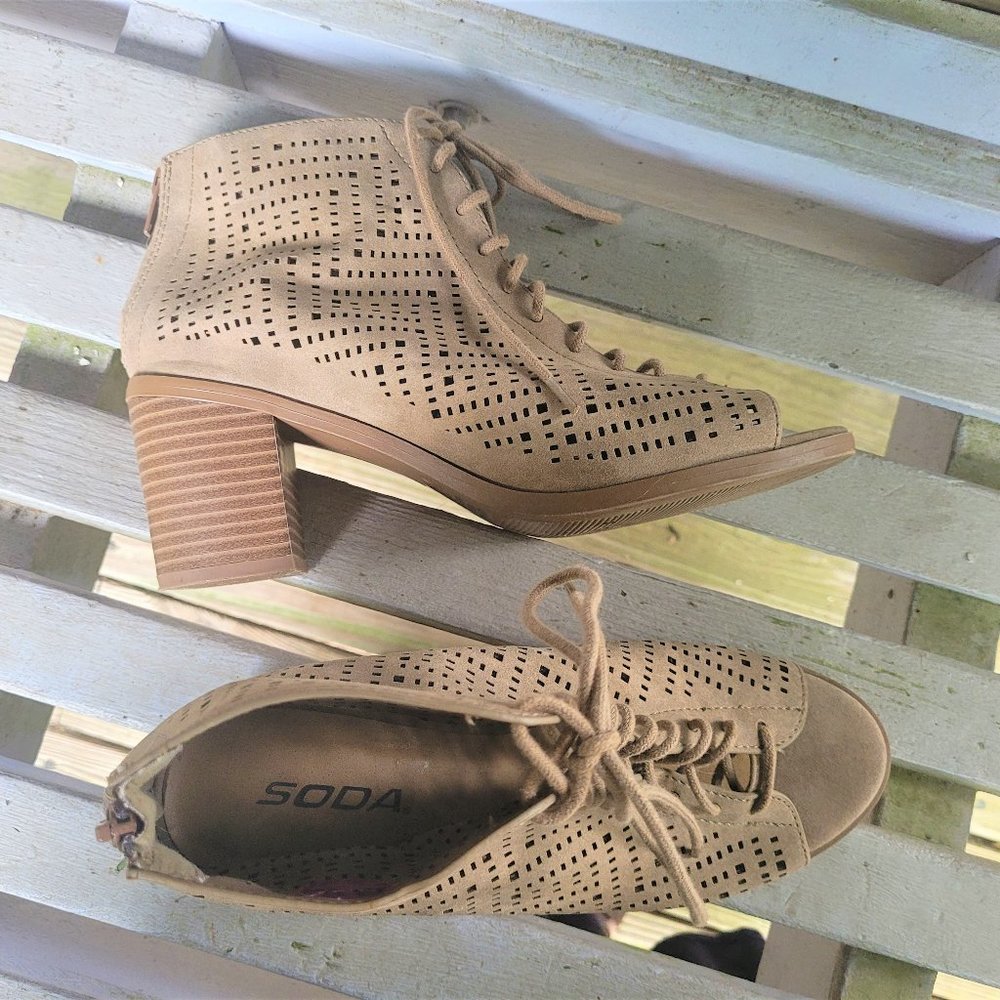 Soda 8.5 Open-Toed Booties / Ankle Boots